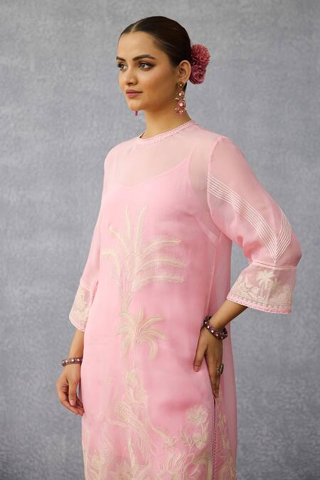 Buy Torani Pink Organza Embroidery Round Neck Gulaban Pranavi Kurta Set Online at Aza Fashions Buy_Torani_Pink Organza Embroidery Round Neck Gulaban Pranavi Kurta Set _Online_at_Aza_Fashions