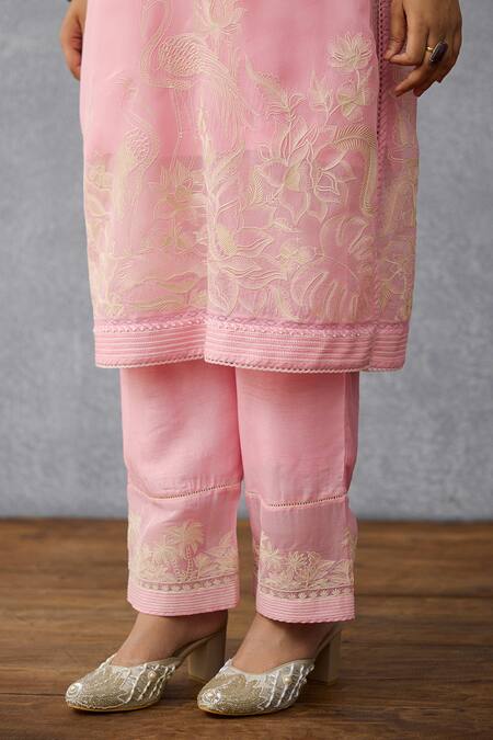 Torani Pink Organza Embroidery Round Neck Gulaban Pranavi Kurta Set at Aza Fashions Torani_Pink Organza Embroidery Round Neck Gulaban Pranavi Kurta Set _at_Aza_Fashions