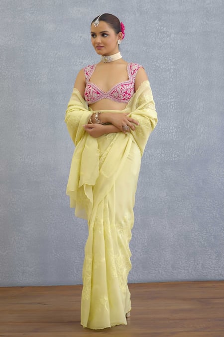 Shop Torani Yellow Organza Embroidery Ruchika Afrah Saree Online at Aza Fashions Shop_Torani_Yellow Organza Embroidery Ruchika Afrah Saree _Online_at_Aza_Fashions