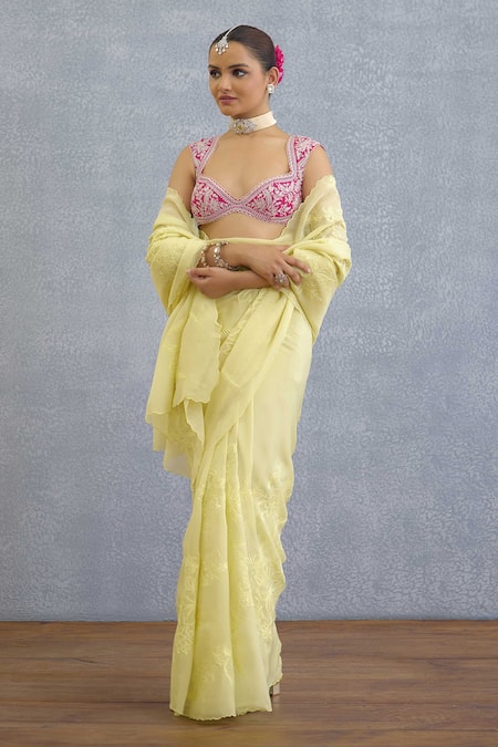 Buy_Torani_Pink Tassels, Embroidery Sweetheart Neck Gul-baag Afrah Designer Blouse _Online_at_Aza_Fashions