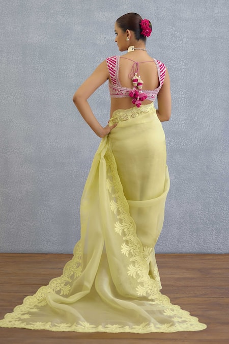 Shop_Torani_Pink Tassels, Embroidery Sweetheart Neck Gul-baag Afrah Designer Blouse _Online_at_Aza_Fashions