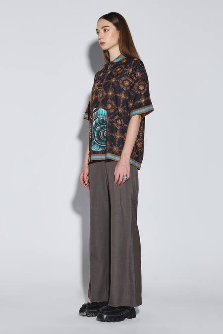 Buy_Dark Hour_Multi Color Cotton Satin Collared Elden Shirt _Online_at_Aza_Fashions