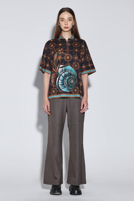 Dark Hour_Multi Color Cotton Satin Collared Elden Shirt _at_Aza_Fashions