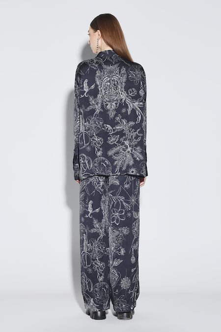 Dark Hour Floral Print Black Co-ord Set 