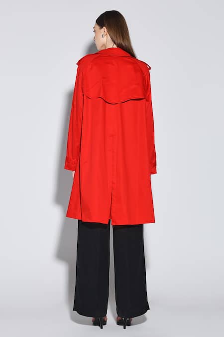 Dark Hour Orange Cotton Twill Trench Coat 