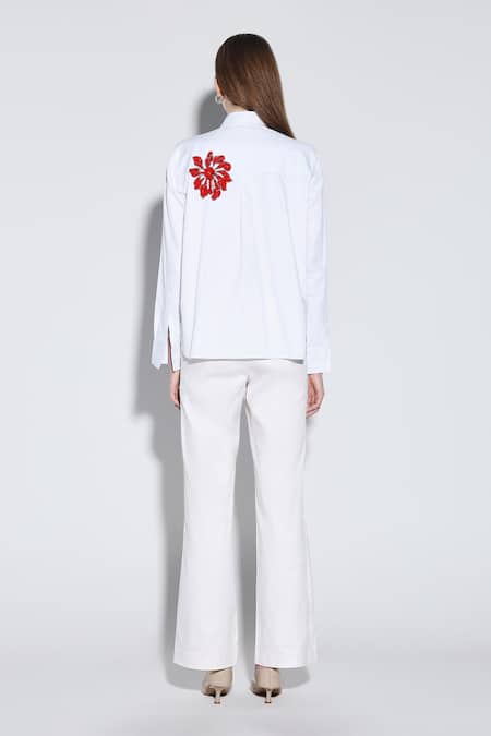 Dark Hour Embroidered White Parisa Shirt 