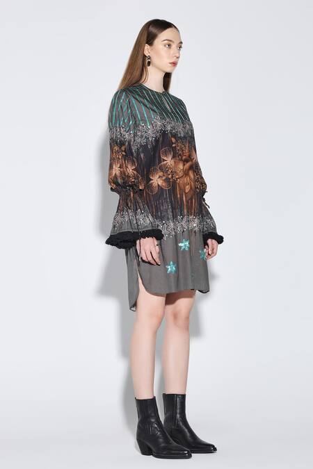 Buy Dark Hour Multi Color Cotton Satin Embroidery Round Neck Timber Heart Printed Dress Online at Aza Fashions Buy_Dark Hour_Multi Color Cotton Satin Embroidery Round Neck Timber Heart Printed Dress _Online_at_Aza_Fashions