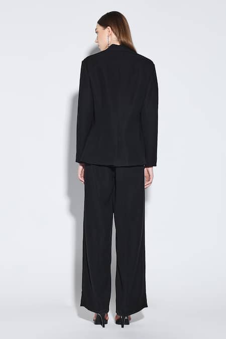 Dark Hour Black Embellished Blazer & Pants Set 