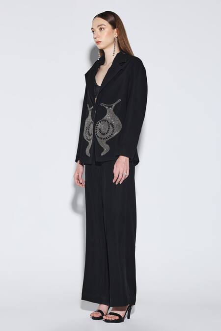 Buy Dark Hour Black Embroidery Embellished Blazer And Pants Set Online at Aza Fashions Buy_Dark Hour_Black Embroidery Embellished Blazer And Pants Set _Online_at_Aza_Fashions
