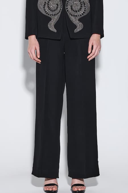 Shop Dark Hour Black Embroidery Embellished Blazer And Pants Set Online at Aza Fashions Shop_Dark Hour_Black Embroidery Embellished Blazer And Pants Set _Online_at_Aza_Fashions