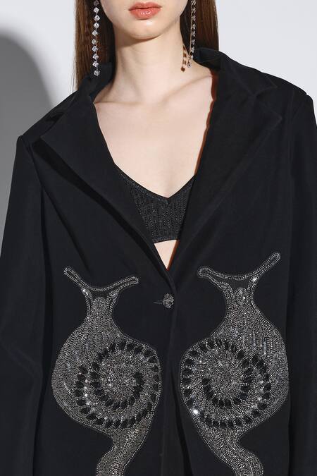 Buy Dark Hour Black Embroidery Embellished Blazer And Pants Set Buy_Dark Hour_Black Embroidery Embellished Blazer And Pants Set