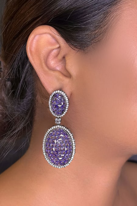 kavipushp Dazzling Purple Drop Earring Set 