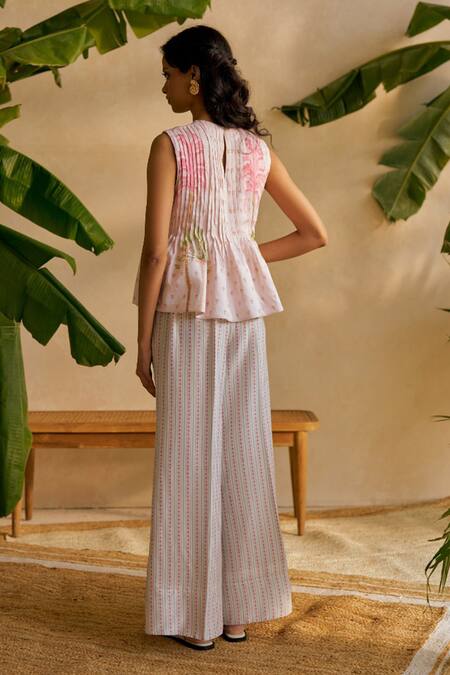 Moh India Rouge Bliss Peplum Top & Pant Set 