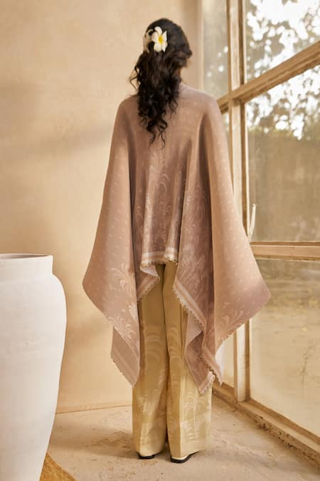 Moh India Beige Poly Satin Designer Cape 
