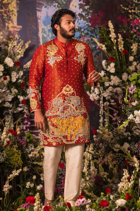 Aindhri By Mahitha Embroidered Red Kurta Set 