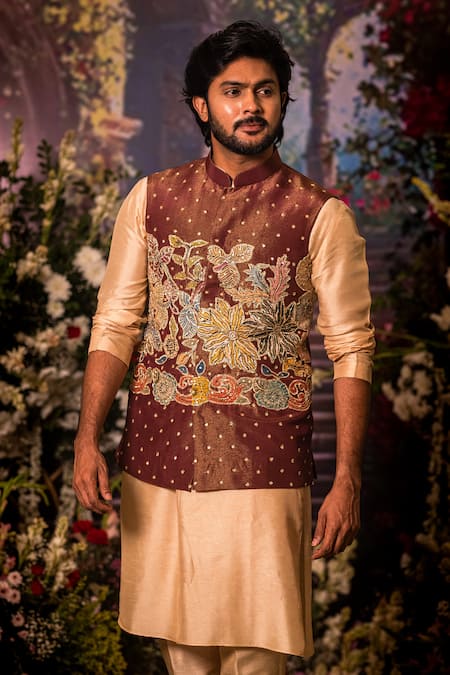 Aindhri By Mahitha Designer Embroidered Nehru Jacket Set 