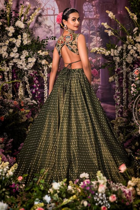 Aindhri By Mahitha Designer Tissue Fusion Lehenga Set 