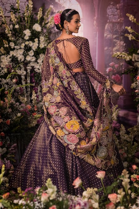 Aindhri By Mahitha Floral Embroidered Lehenga Set 