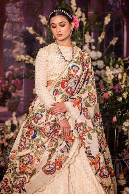 Aindhri By Mahitha Tissue Embroidered Lehenga Set 