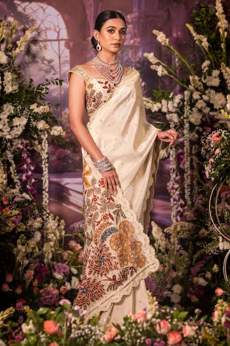 Aindhri By Mahitha Embroidered Silk Tissue Saree Set 