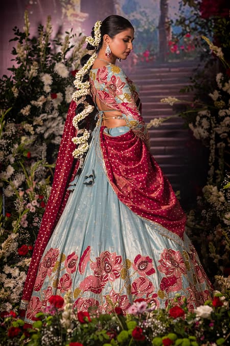 Aindhri By Mahitha Floral Embroidered Lehenga Set 