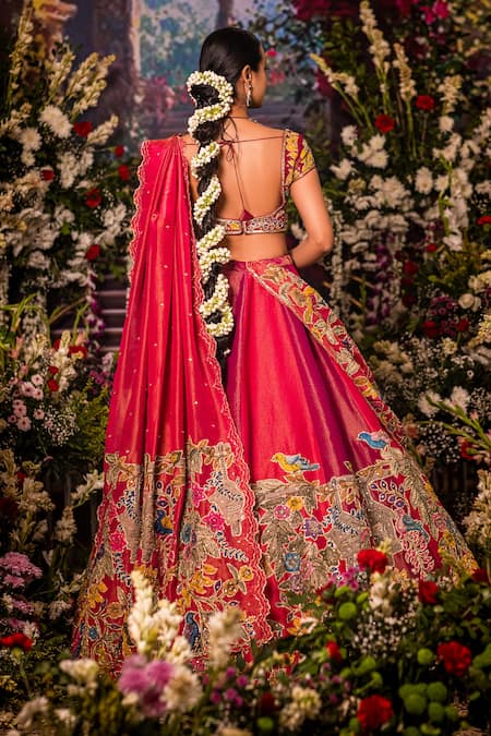 Aindhri By Mahitha Floral Embroidered Lehenga Set 
