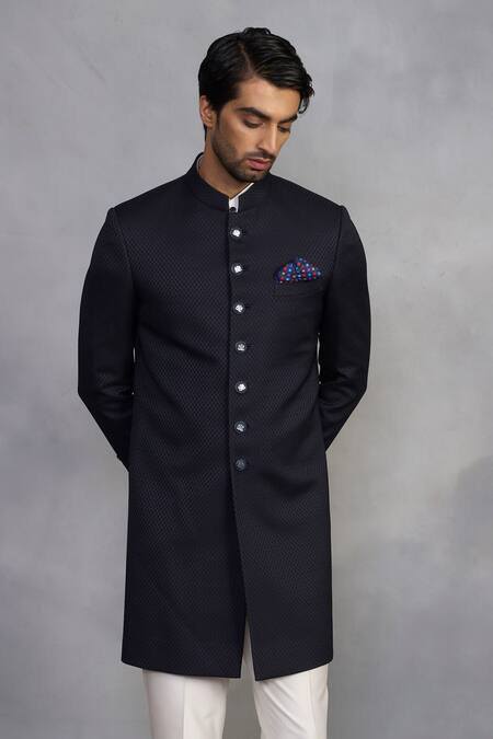 Gargee Designers_Blue Polyester Mehmaan Indowestern Set _Online_at_Aza_Fashions