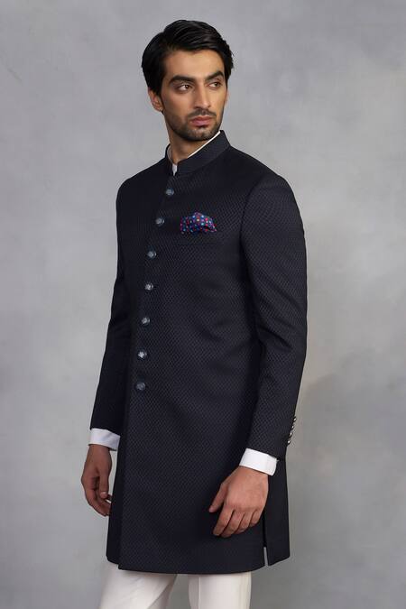 Buy_Gargee Designers_Blue Polyester Mehmaan Indowestern Set _Online_at_Aza_Fashions