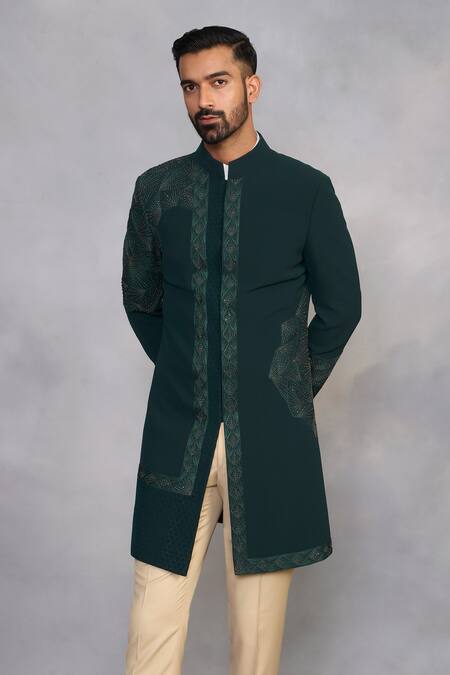 Gargee Designers Green Polyester, Viscose Embroidery Meher Indowestern Set Online at Aza Fashions Gargee Designers_Green Polyester, Viscose Embroidery Meher Indowestern Set _Online_at_Aza_Fashions
