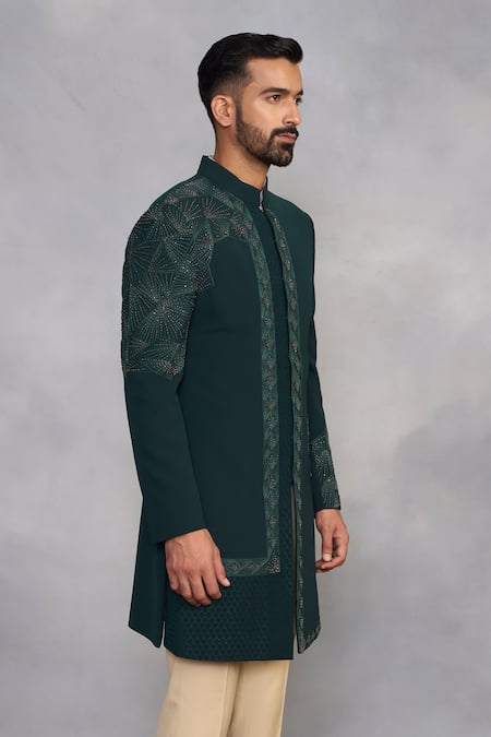 Buy Gargee Designers Green Polyester, Viscose Embroidery Meher Indowestern Set Online at Aza Fashions Buy_Gargee Designers_Green Polyester, Viscose Embroidery Meher Indowestern Set _Online_at_Aza_Fashions