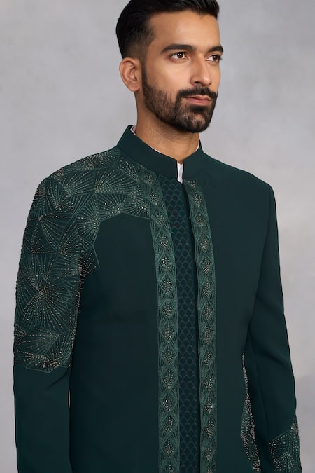 Gargee Designers Green Polyester, Viscose Embroidery Meher Indowestern Set at Aza Fashions Gargee Designers_Green Polyester, Viscose Embroidery Meher Indowestern Set _at_Aza_Fashions
