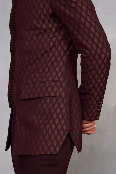 Buy_Gargee Designers_Wine Polyester, Viscose Rasiya Jodhpuri Set 