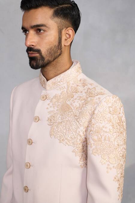 Buy_Gargee Designers_Peach Polyester, Viscose Zari, Embroidery Mehtab Jodhpuri Set 