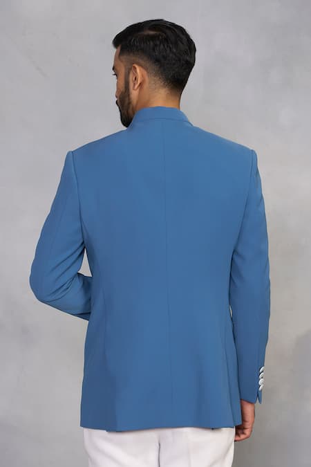 Shop_Gargee Designers_Blue Polyester, Viscose Embroidery Rafiq Jodhpuri Set _at_Aza_Fashions