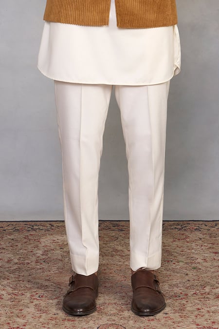 Shop_Gargee Designers_Brown , Suede, Satin, Corduroy Camel Jodhpuri Set _Online_at_Aza_Fashions