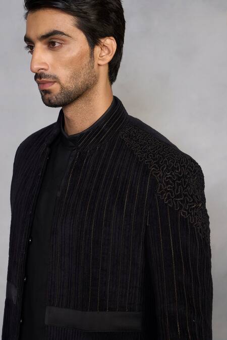 Buy Gargee Designers Black , Satin, Corduroy, Suede Embroidery Stylized Jodhpuri Set Online at Aza Fashions Buy_Gargee Designers_Black , Satin, Corduroy, Suede Embroidery Stylized Jodhpuri Set _Online_at_Aza_Fashions
