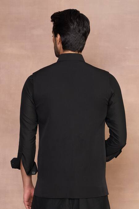 Shop_Gargee Designers_Black Polyester, Cotton Luxe Bundi Set _at_Aza_Fashions