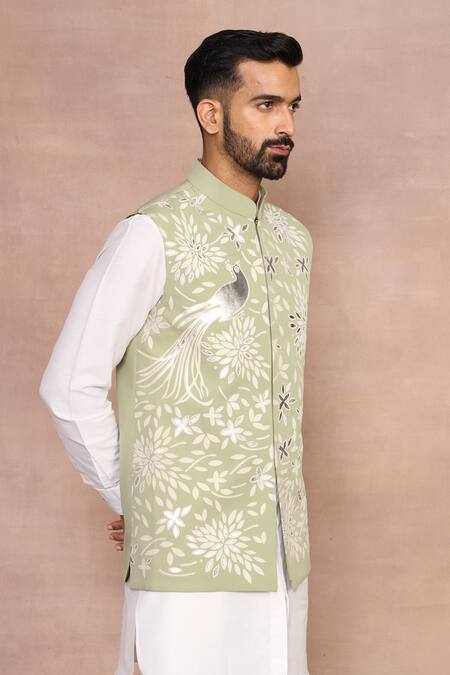 Buy Gargee Designers Green Polyester, Cotton Embroidery Mint Luxe Bundi Set Online at Aza Fashions Buy_Gargee Designers_Green Polyester, Cotton Embroidery Mint Luxe Bundi Set _Online_at_Aza_Fashions