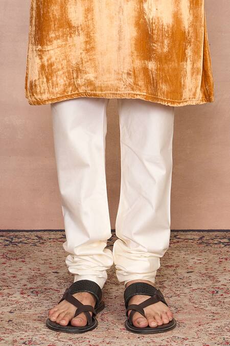 Buy_Gargee Designers_Yellow Silk, Velvet Embroidery Chandni Turmeric Dori Kurta Set _Online_at_Aza_Fashions