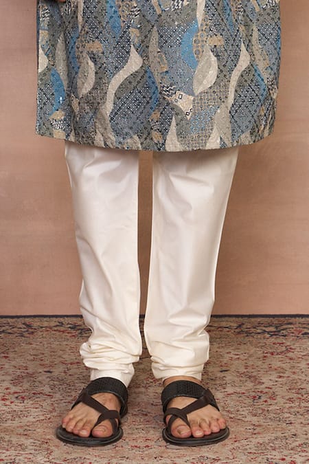 Gargee Designers_Green Polyester, Velvet, Cotton Embroidery Ibadat Kurta Set _at_Aza_Fashions