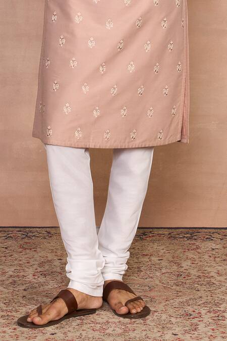 Buy_Gargee Designers_Peach Cotton, Silk Embroidery Kurta Set _Online_at_Aza_Fashions