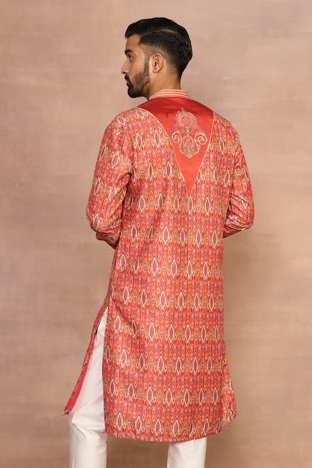 Gargee Designers Orange Ikat Kurta Set 