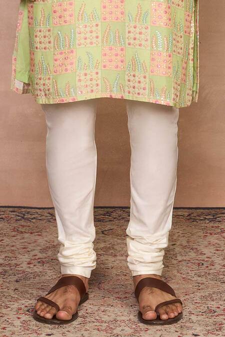 Gargee Designers_Green Cotton, Silk Sequins Darbaar Kurta Set _Online_at_Aza_Fashions