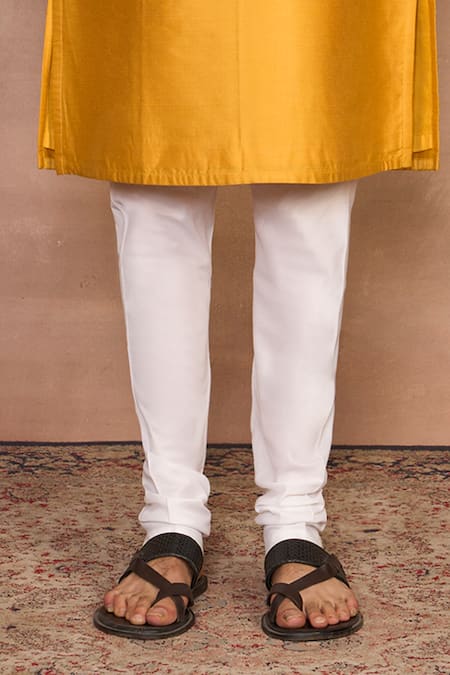 Gargee Designers_Yellow Cotton, Silk Embroidery Mustard Kurta Set _Online_at_Aza_Fashions