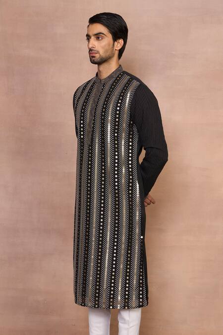 Shop Gargee Designers Black Georgette Sequins Gulistan Gold Embroidered Kurta Set Online at Aza Fashions Shop_Gargee Designers_Black Georgette Sequins Gulistan Gold Embroidered Kurta Set _Online_at_Aza_Fashions