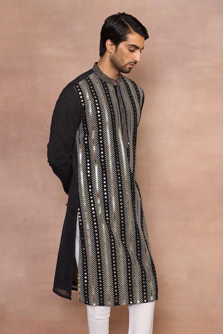 Gargee Designers Black Georgette Sequins Gulistan Gold Embroidered Kurta Set at Aza Fashions Gargee Designers_Black Georgette Sequins Gulistan Gold Embroidered Kurta Set _at_Aza_Fashions