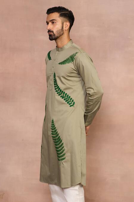 Buy Gargee Designers Green Cotton Satin Embroidery Kurta Set Online at Aza Fashions Buy_Gargee Designers_Green Cotton Satin Embroidery Kurta Set _Online_at_Aza_Fashions