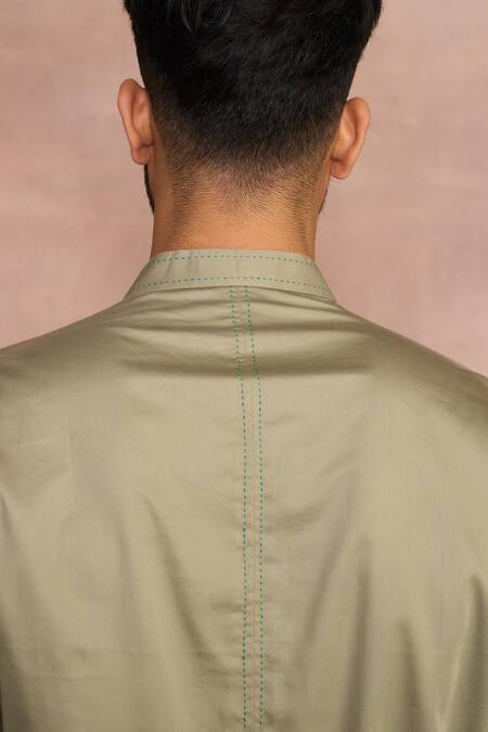 Buy Gargee Designers Green Cotton Satin Embroidery Kurta Set Buy_Gargee Designers_Green Cotton Satin Embroidery Kurta Set