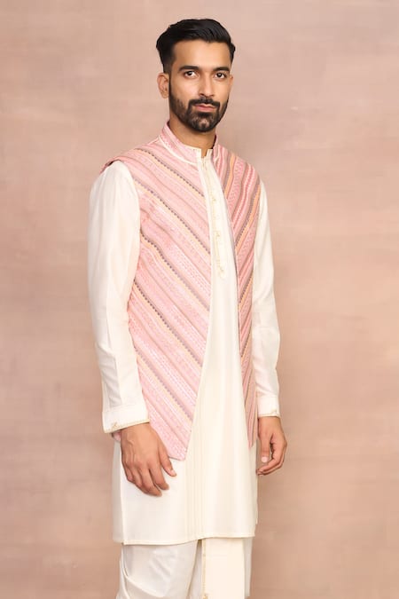 Gargee Designers Pink Polyester, Cotton Embroidery Bundi Dhoti Set Online at Aza Fashions Gargee Designers_Pink Polyester, Cotton Embroidery Bundi Dhoti Set _Online_at_Aza_Fashions
