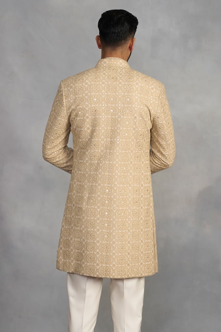 Gargee Designers Beige Indowestern Sherwani Set 